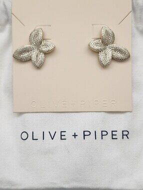 Olive + Piper Gold Floral Pavé Stud Earrings